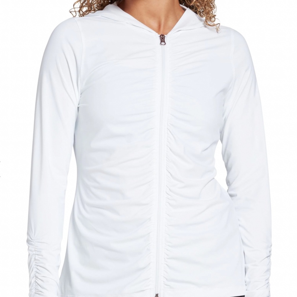 Calia Pure White Hooded Long Sleeved Rashguard Top - Picture 1 of 13